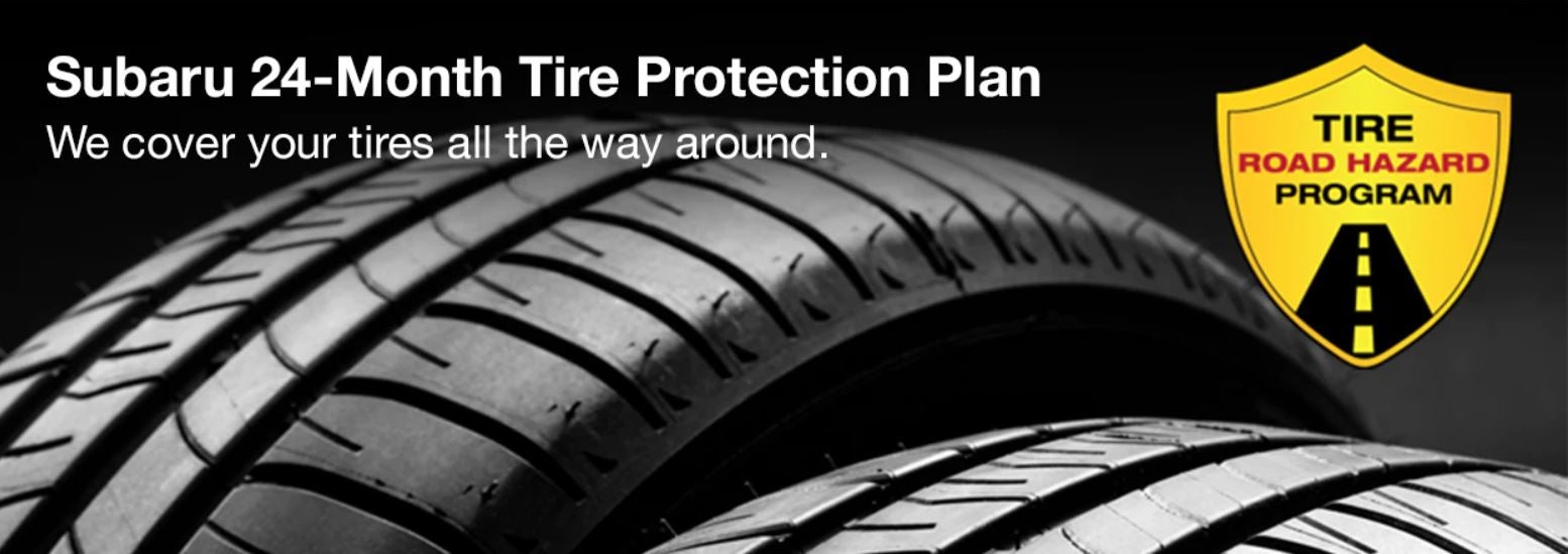 Subaru tire with 24-Month Tire Protection and road hazard program logo. | SubaruDemo3 in Salt Lake City UT